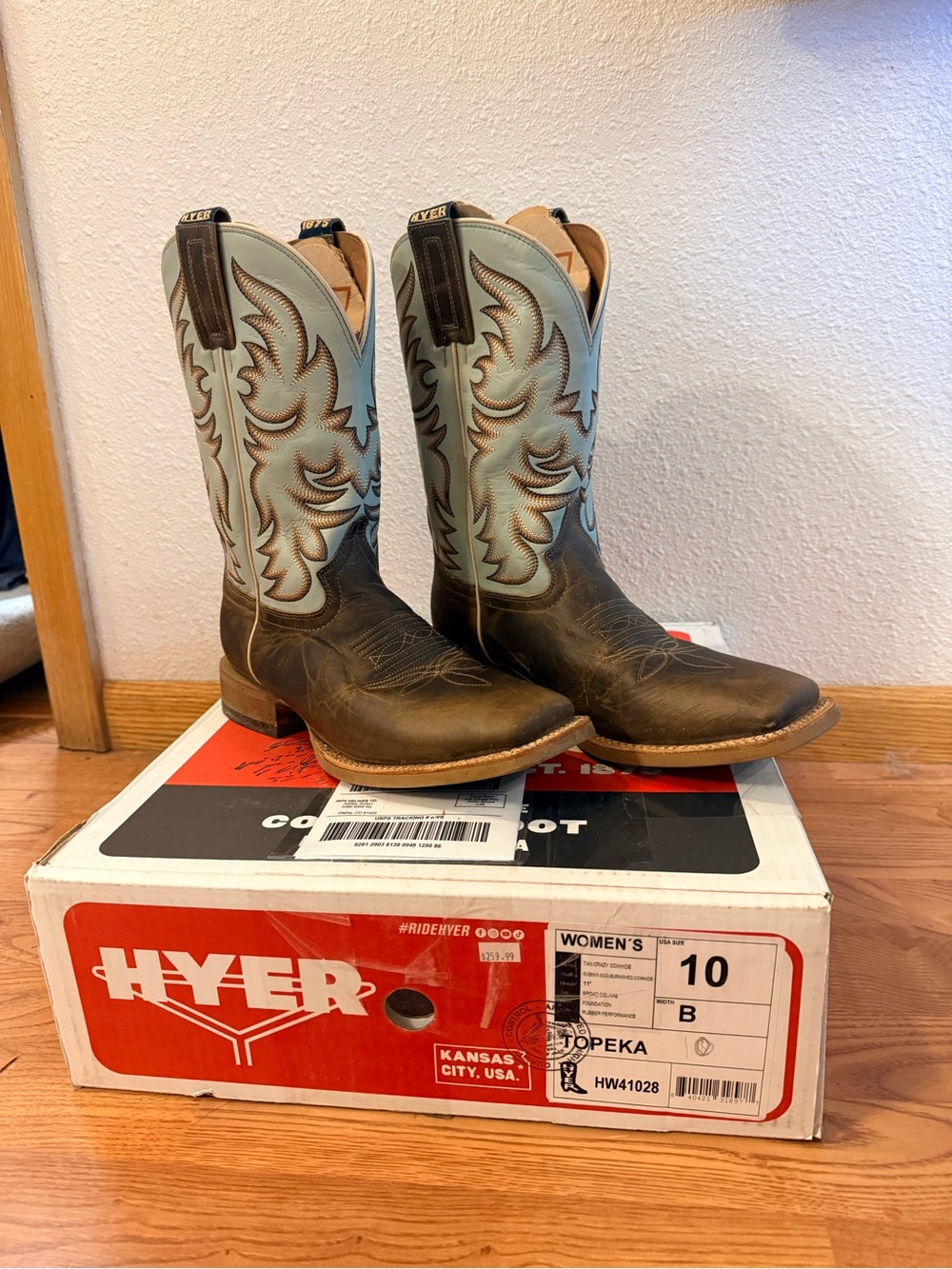 Hyder Topeka Women’s Western Boots - Brown and Light Blue